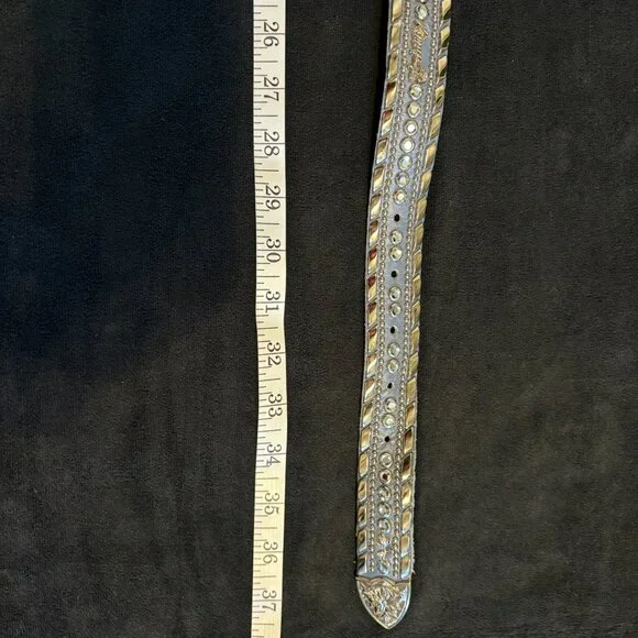 Kippys cowgirl glitter light blue leather rhinestone belt, 32 - Picture 4 of 7